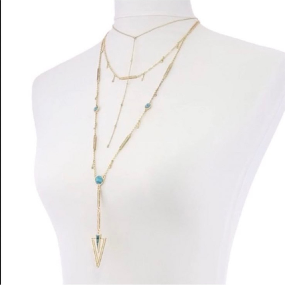 House of Harlow 1960 South Point Aztec Turqouise Layered Strand Necklace